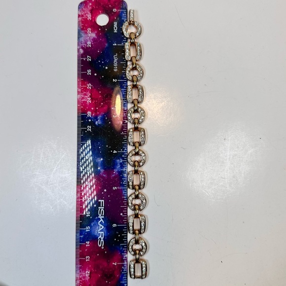 Swarovski Swan square & round link bracelet Swarovski crystal gold tone - Picture 4 of 6